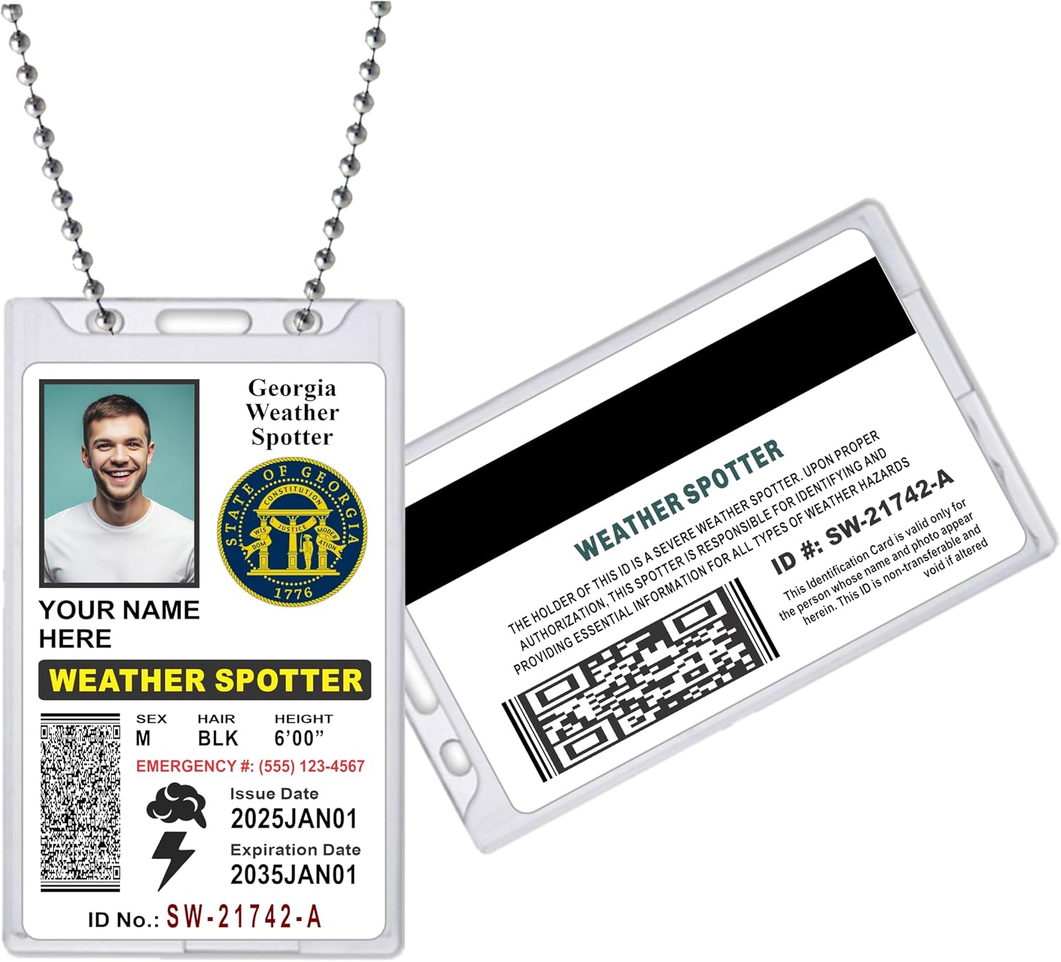 Weather Spotter ID Card - Custom with Your Logo, Photo and Information - Storm Chaser ID - Storm Spotter - Made in The U.S.A.
