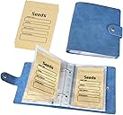 coutnier Seed Organizer Binder with 50 PCS Resealable Seed Envelopes - 50 Storage Pockets, 3.5x5 Inch Clear Sleeves, Seed Saver for Garden Lover - Blue
