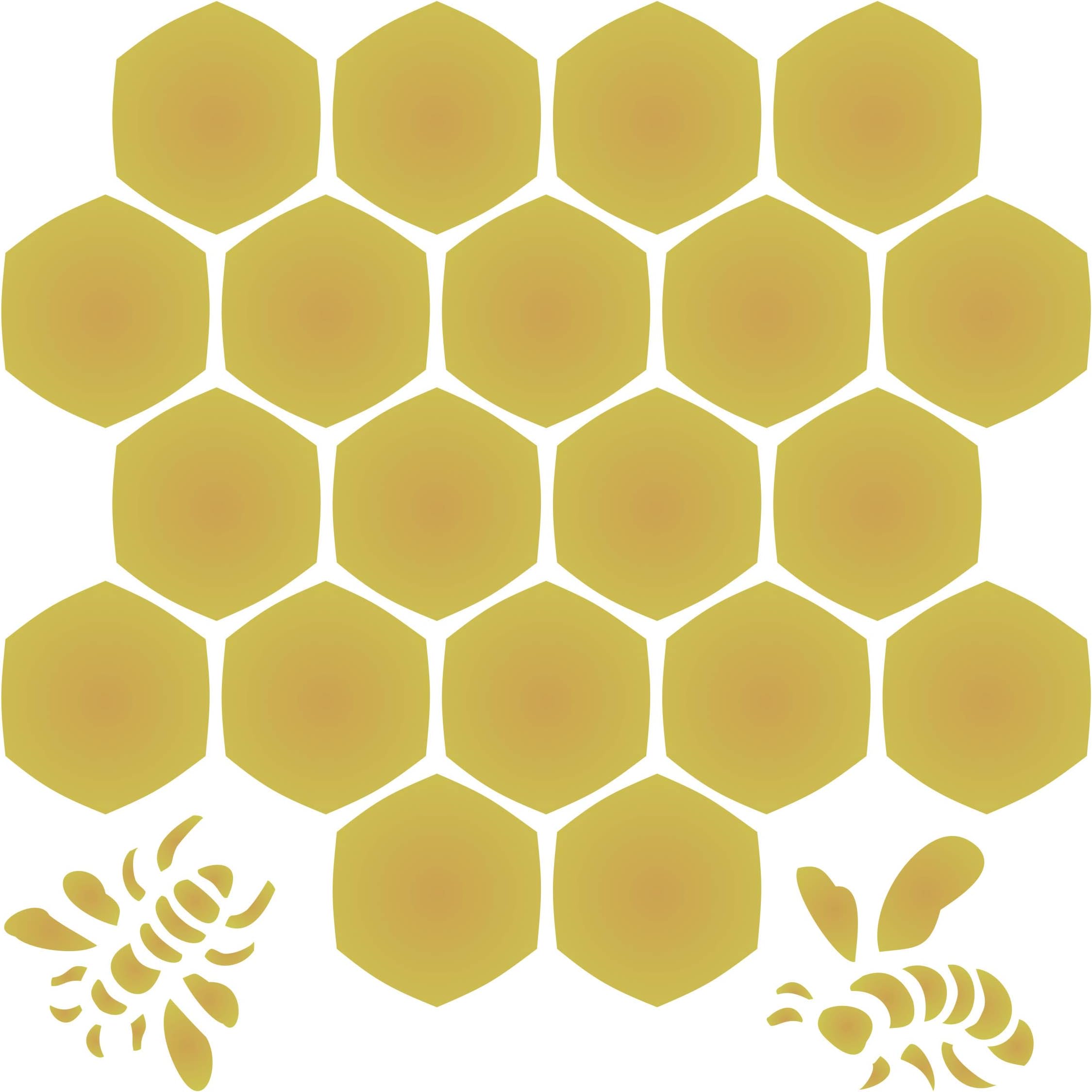 Honeycomb Stencil, 14 x 14 inch (L) - Large Bee Honey Comb Hexagon Wall Stencils for Painting Template