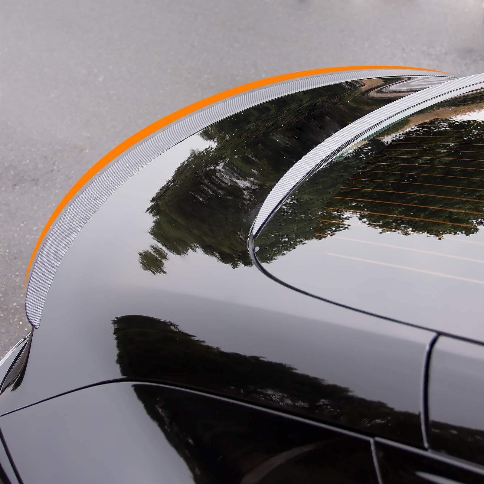 Photo 1 of Bomely Fit 2017-2023 Tesla Model 3 Spoiler Wing Performance Car Rear Spoiler Carbon Fiber Pattern Kit Tesla Model 3 Accessories (Matte Carbon Fiber Pattern)