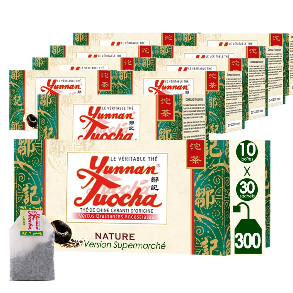 Yunnan tuocha Zouji Nature tuocha Organiczna herbata - 300 torebek (zestaw 10 x 30 saszetek) - 600 g - oryginalna Yunnan (wersja w supermarkecie)
