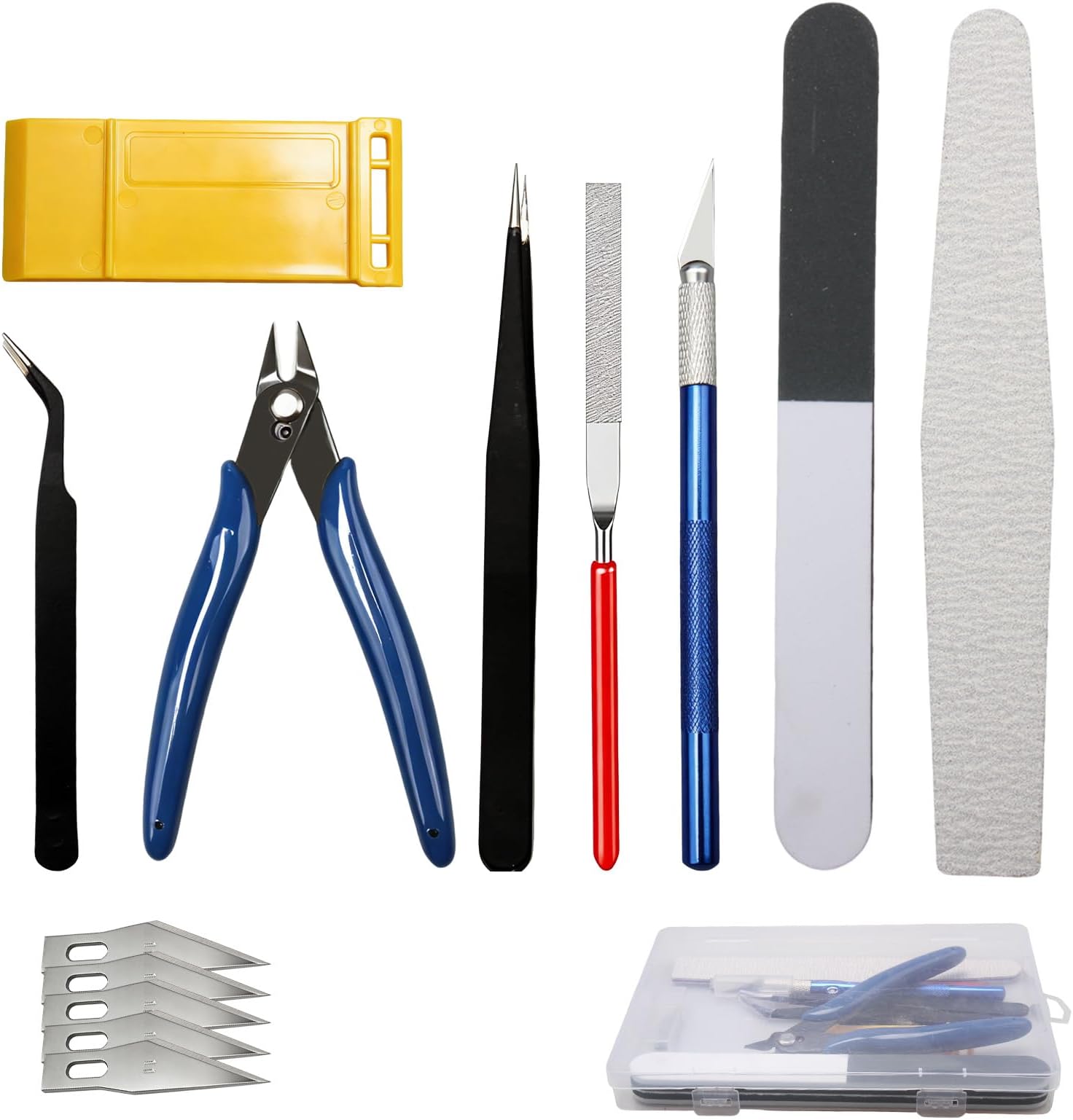 Model Making Tool Kit, 14 PCS Model Tool Kit Compatible with Gundam and Plastic Models, Hobby Tools Set for Assembly, Repair, Miniatures and DIY Crafts with Storage Box