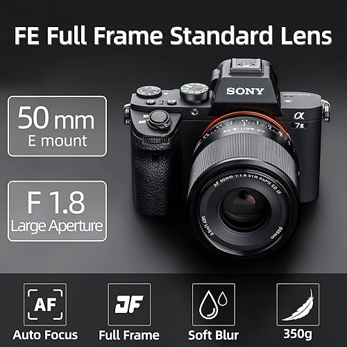 Miniatura 2 de VILTROX Lente Prime de 1.969 in f1.8 F1.8 de marco completo de enfoque automático de gran apertura compatible con cámara Sony E Mount A7II A7III