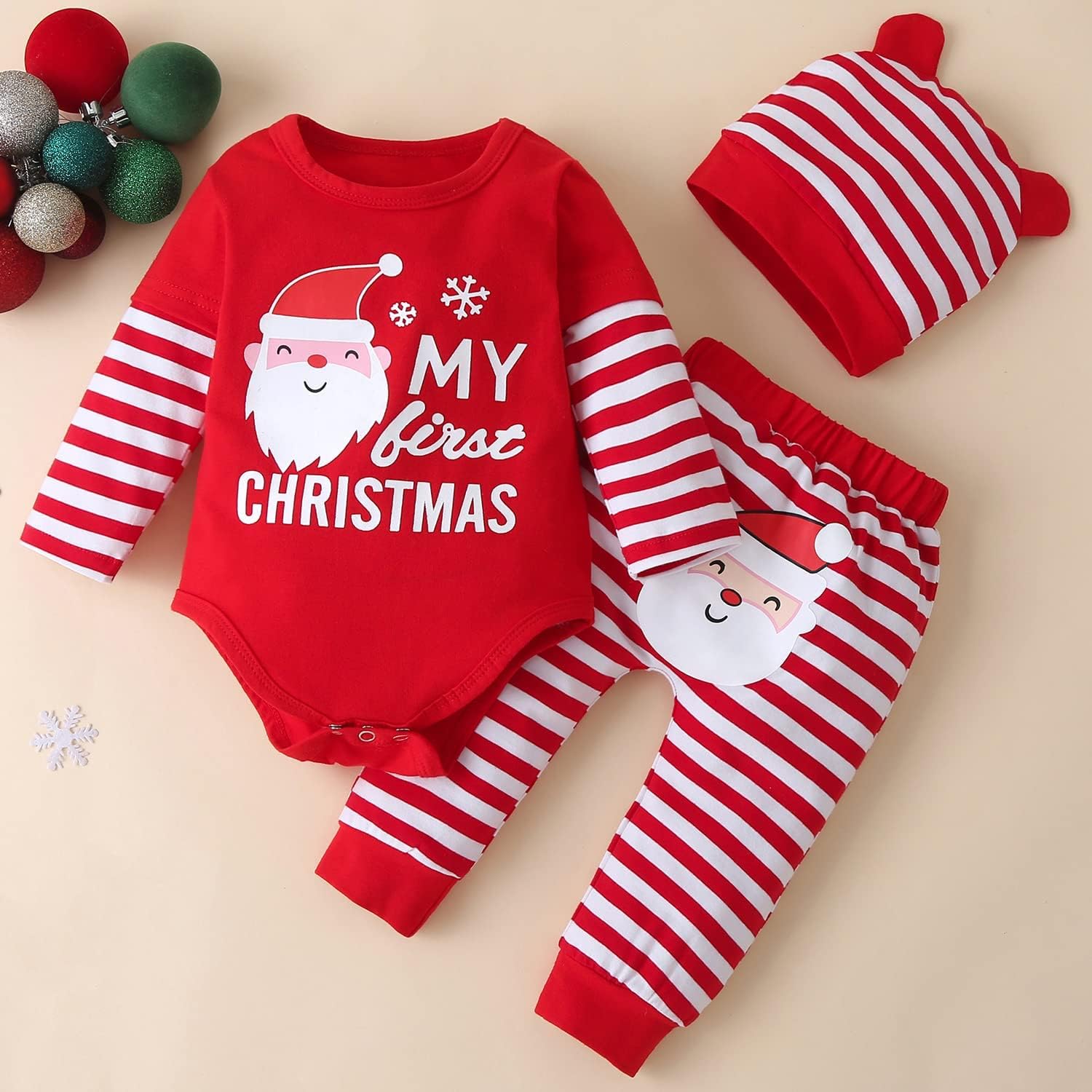 Fullfamous My First Christmas Baby Girl Boy Clothes Outfits Red Christmas 3-6 months - Image 2