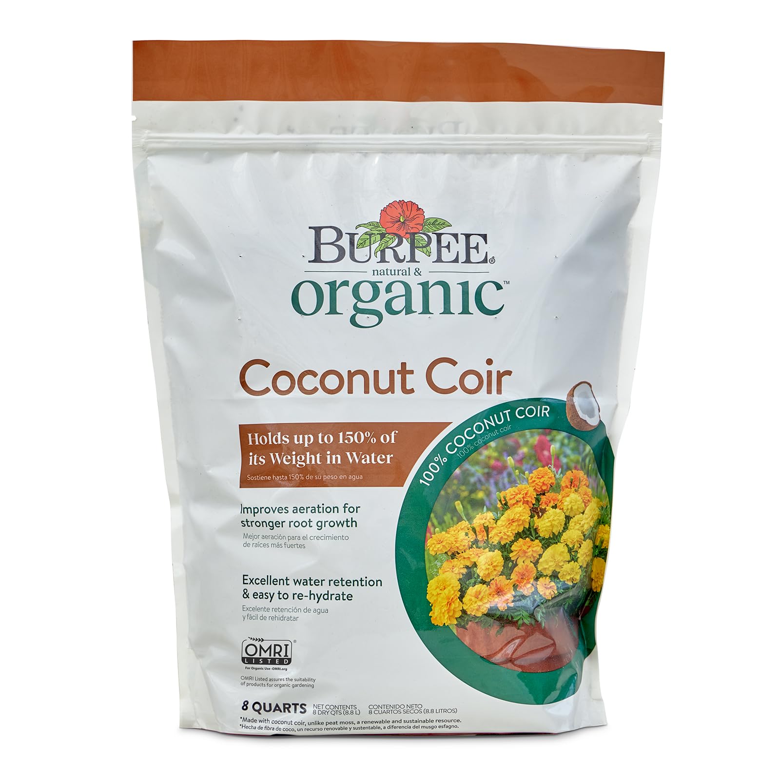 Burpee Natural & Organic Coconut Coir, 8 Quart, (1 Pack)