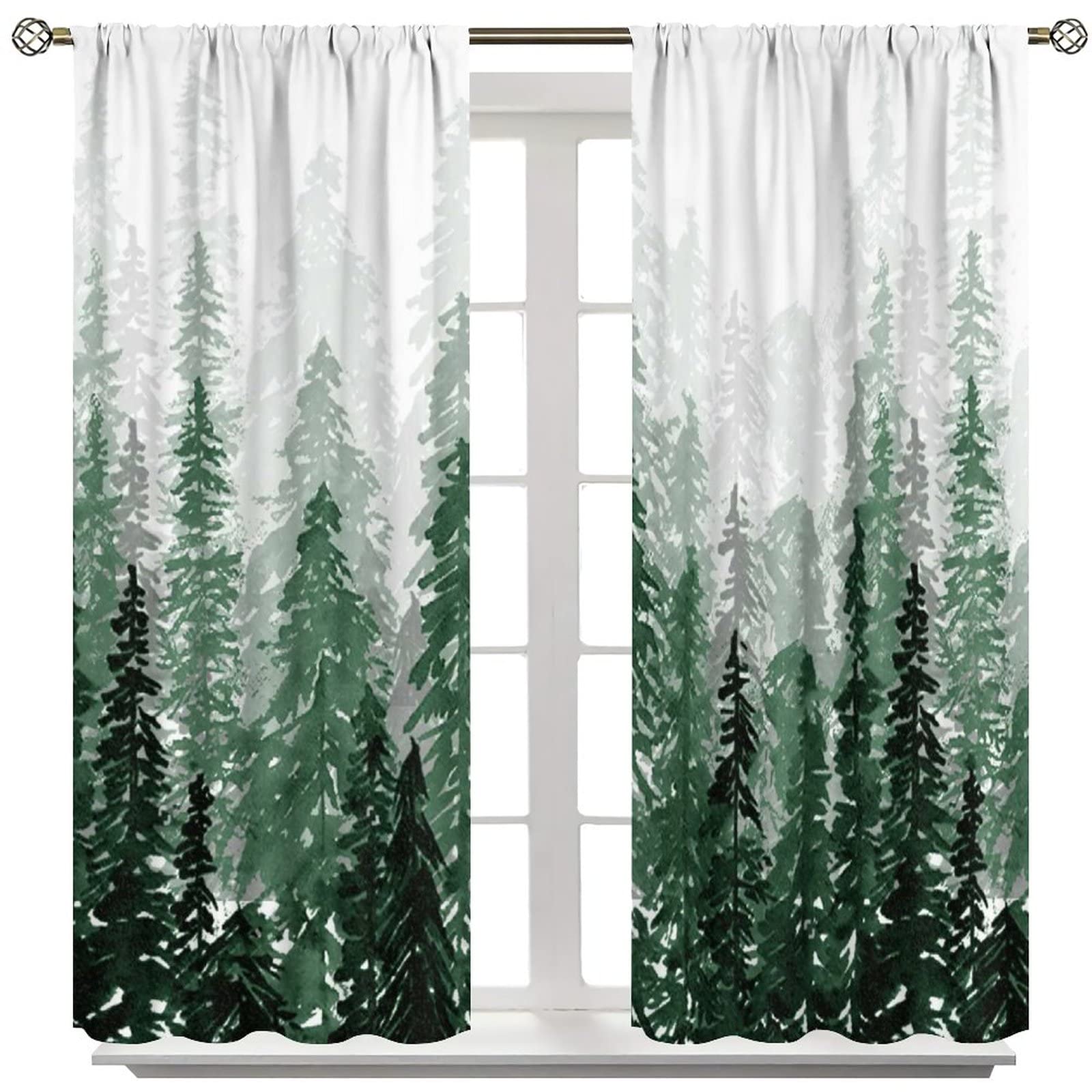 Window Curtains Lake Matheson Mountain Peaks Covered Snow Energy Efficient, Room Darkening 55x63inch(140x160cm)