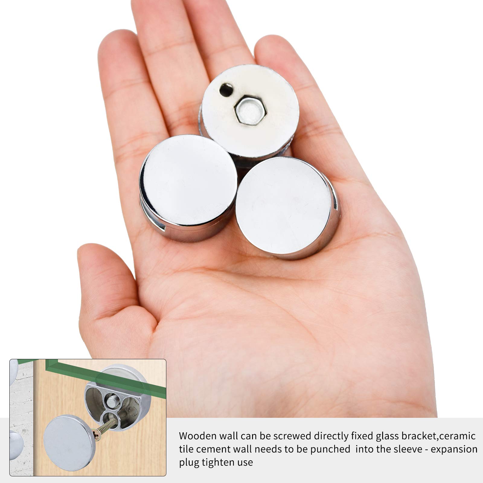 NathrBTV 8 Pcs Mirror Clips for Wall Mirror Clips Round Glass Clamp with Screws for Bathroom Living Room Public Places - Image 3
