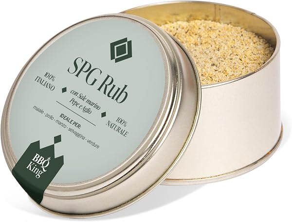 BBQ King - S.P.G. Rub Pack of 70 Gr, Salt Pepper Garlic Dry Rub Bbq Ideal for Barbecue and Grill, Kitchen Spice Set, 100% Made in Italy, Spice Mixture based on Salt, Pepper and Garlic - 1