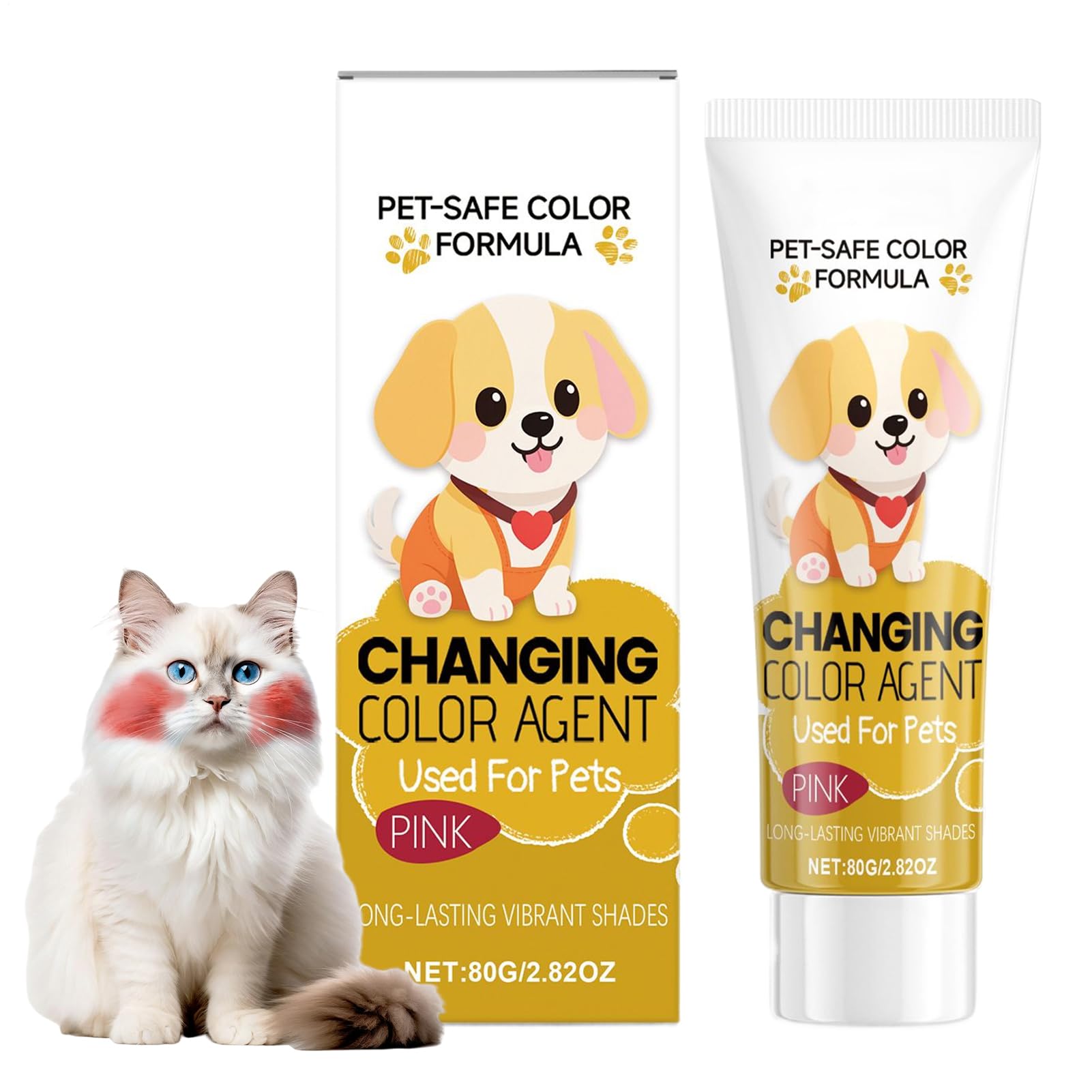 Hair Dye for Dogs | Waterproof Natural Shades,Pink Cat Hair Color Dye Solution - for Cat Puppy Home Travel Cosplay Grooming Shows Photoshoots Birthday Holiday