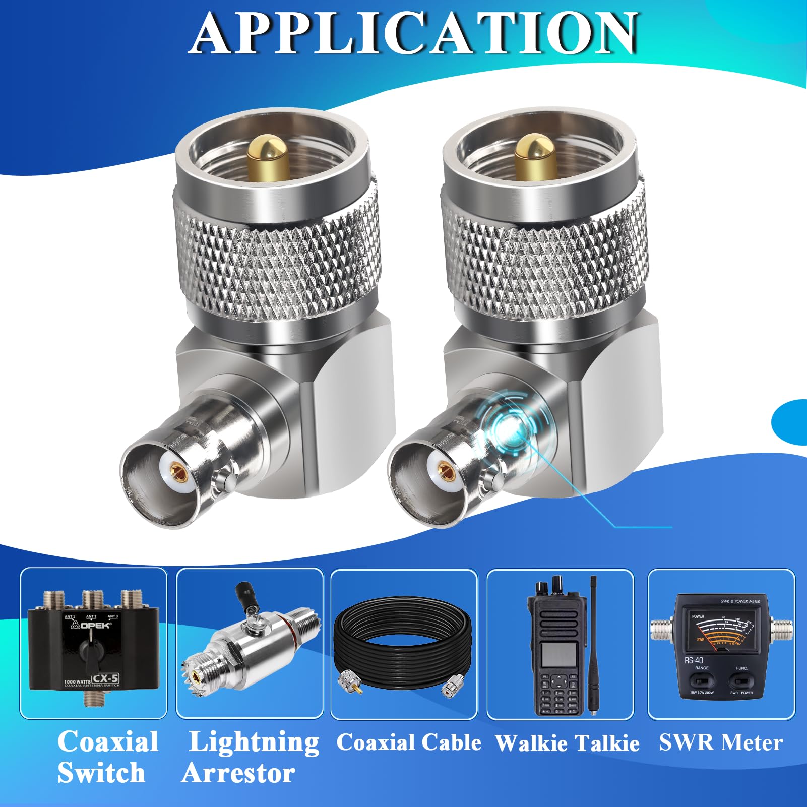 Adattatore Coassiale UHF A 90 Gradi | PL259 Maschio A SO239 Femmina | 2 Pezzi | Per Antenne E Radio - Foto 7