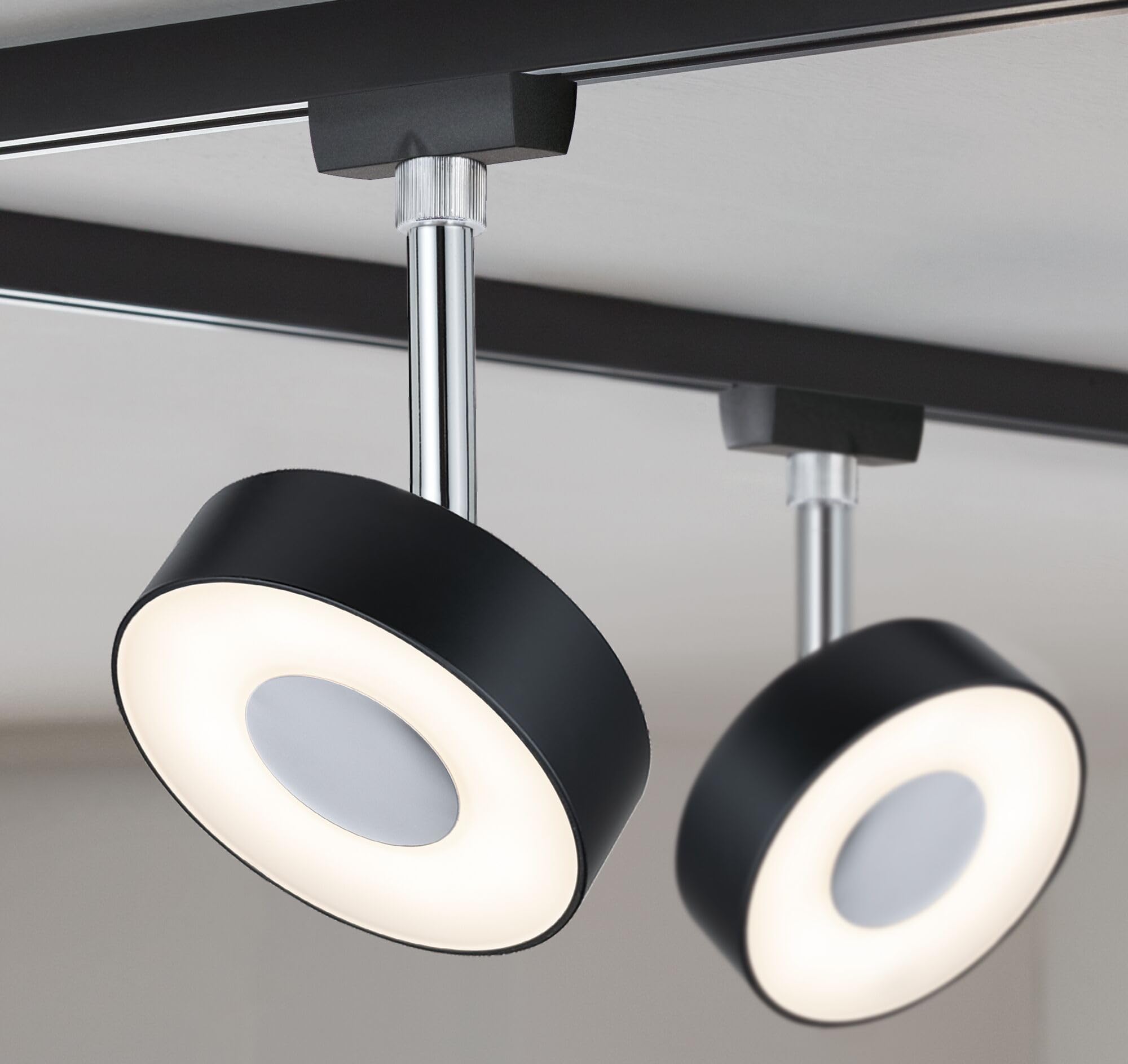 Paulmann 96915 URail LED Schienenspot Circle Einzelspot 152lm 5W 2700K dimmbar 230V Schwarz matt Schienensystem