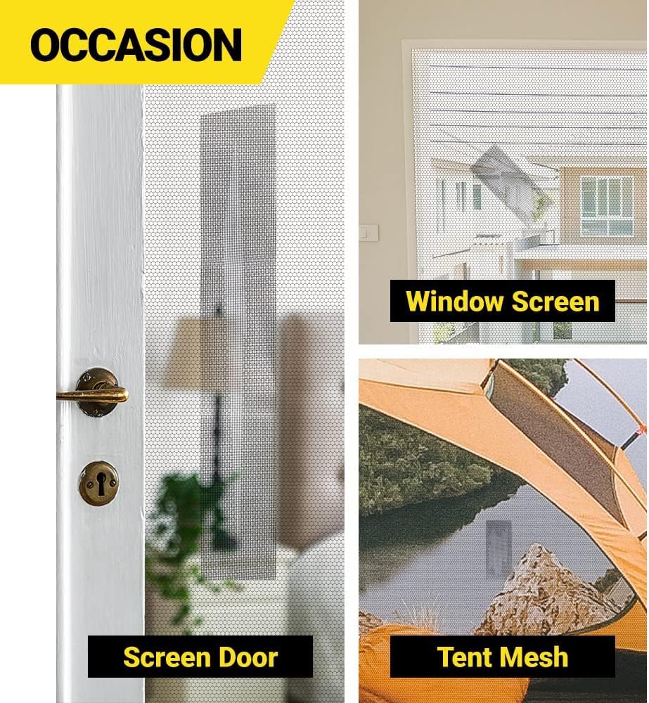 Roktry Door Curtain Mosquito Net Screen Window Anti-Mosquito Repair Window Screen Repair Kit, 3-Layer Strong Adhesive & Waterproof Tape Fiberglass Covering mesh (BLACK) 1