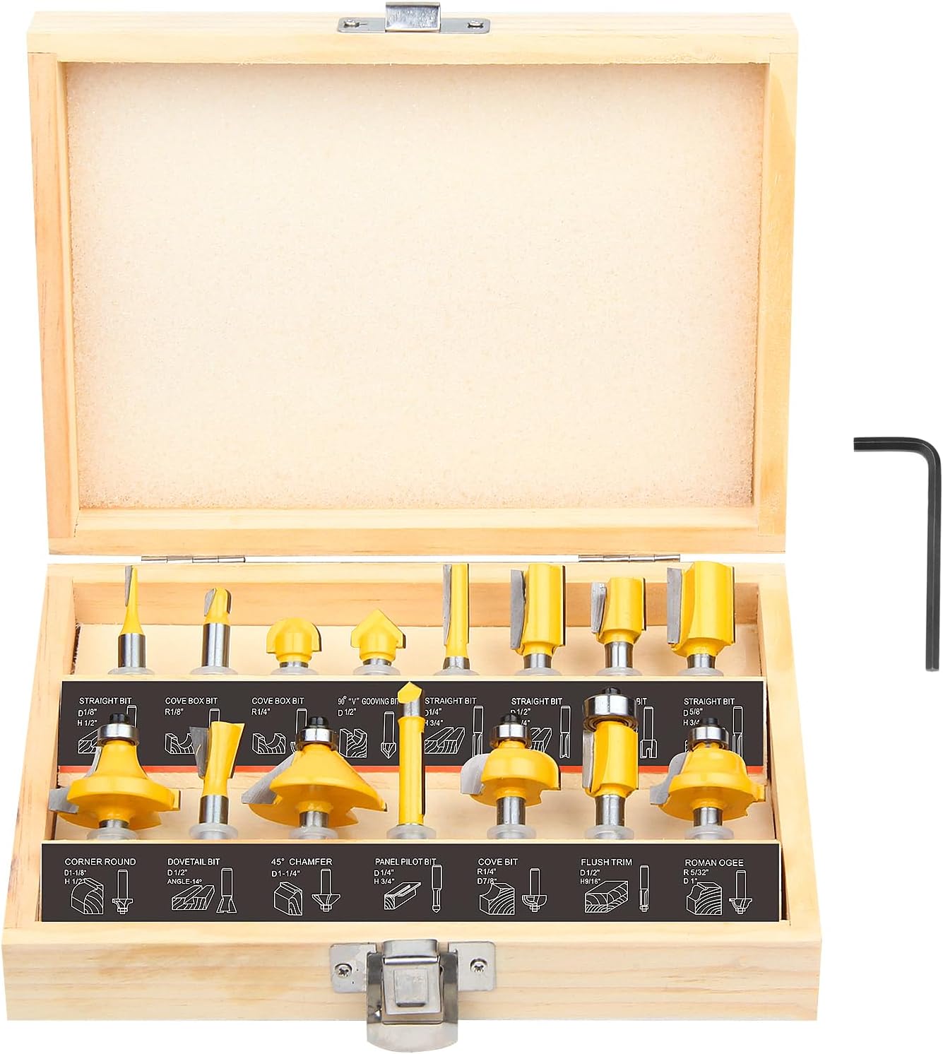 Router Bits Set 1/4 Inch Shank - BAIDETS 15 Pieces 1/4" Tungsten Carbide Router Bits, Woodwork Tools