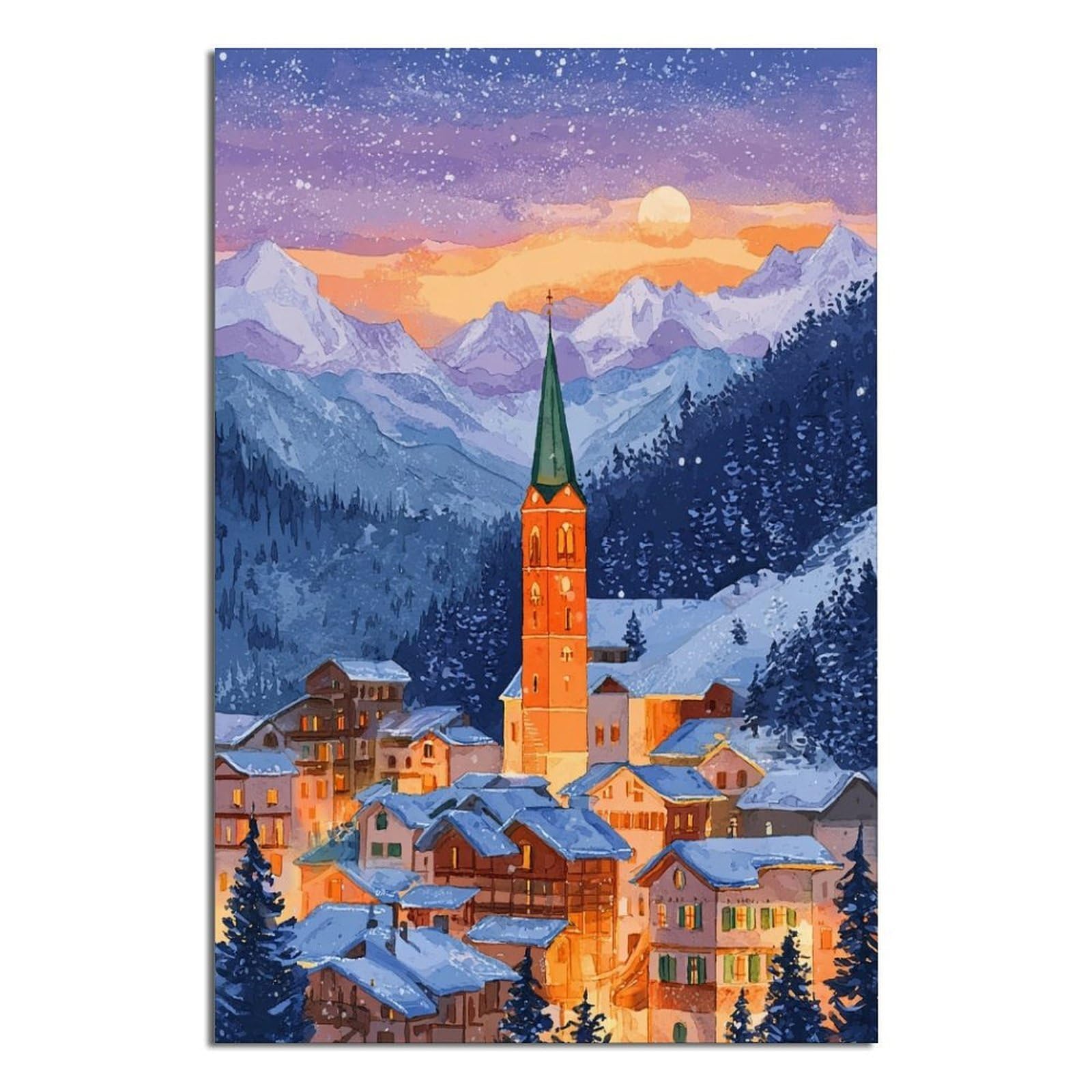 Cortina Italy Poster 20x30inch(50x75cm) Vintage Watercolor Canvas Art