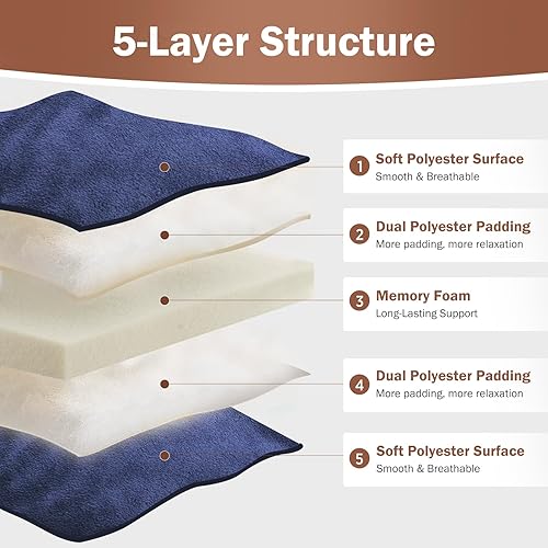 Miniatura 2 de Colchón tipo futón japonés tamaño Queen de 60 x 80 pulgadas, 2.5 pulgadas de grosor, plegable, enrollable para dormir, tapete de tatami relleno de