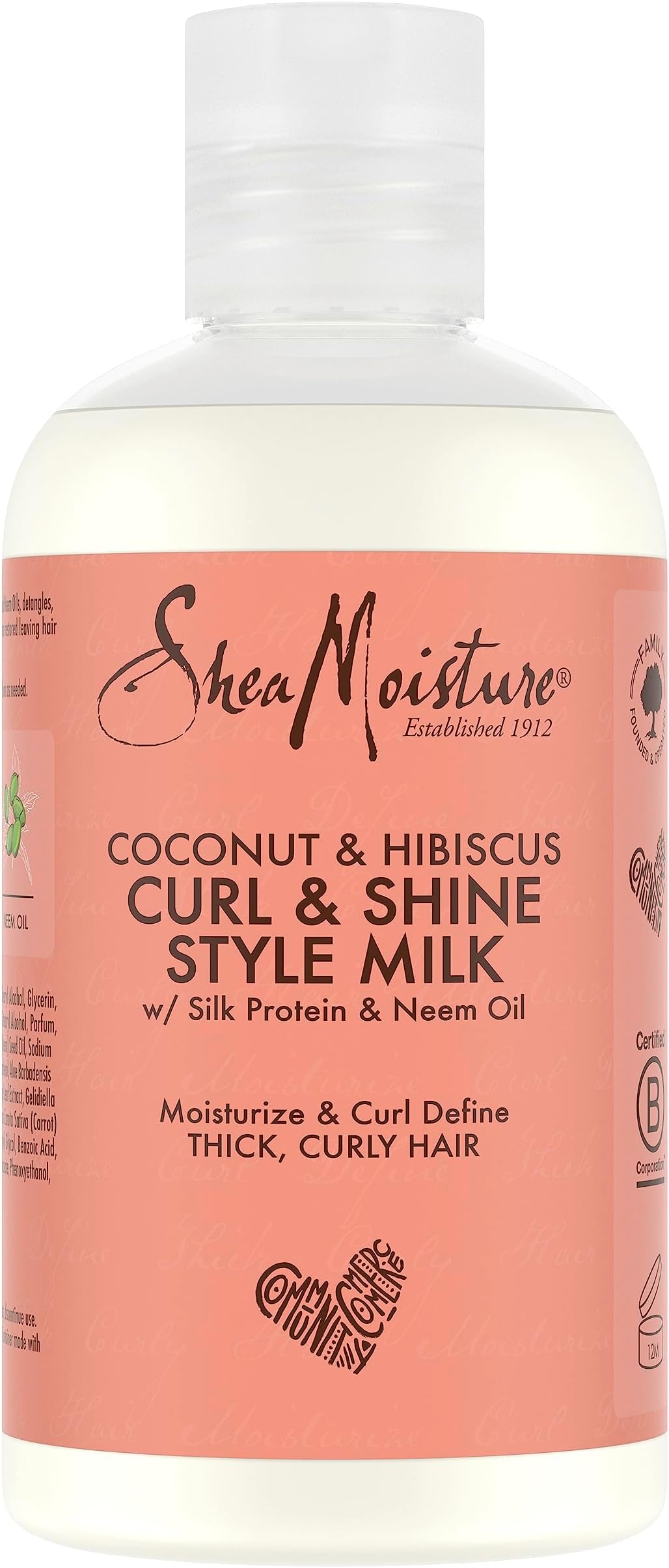 Coconut & Hibiscus Curl & Style Hair Styling Milk sulphate free and colour safe for thick, curly hair 254 ml