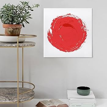 Amazon.co.jp: 絵画 赤い太陽の輪インテリア 絵画 和風 禅