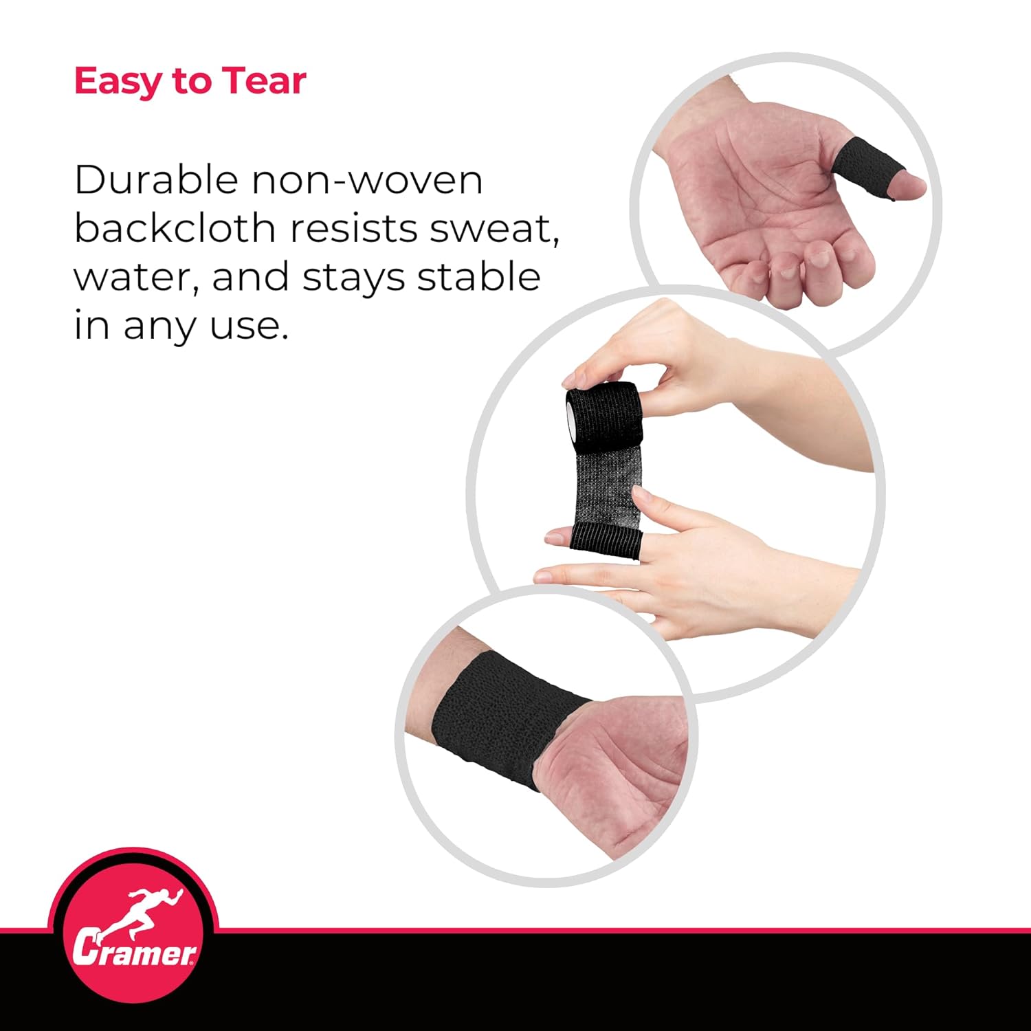 Cramer Eco-Flex Self-Stick Stretch Tape, Cohesive Tape, Flexible Elastic Sports Tape, Athletic Training Supplies, Easy Tear Self-Adherent Bandage Wrap, Bulk Cases, 6 Yard Rolls, Compression Tape