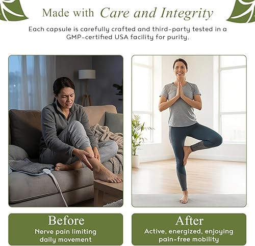 Miniatura 6 de Neuropatía - Mezcla natural para un alivio óptimo del dolor nervioso y bienestar, ácido alfa lipoico, L-carnitina, vitaminas B6 y B12, raíz de