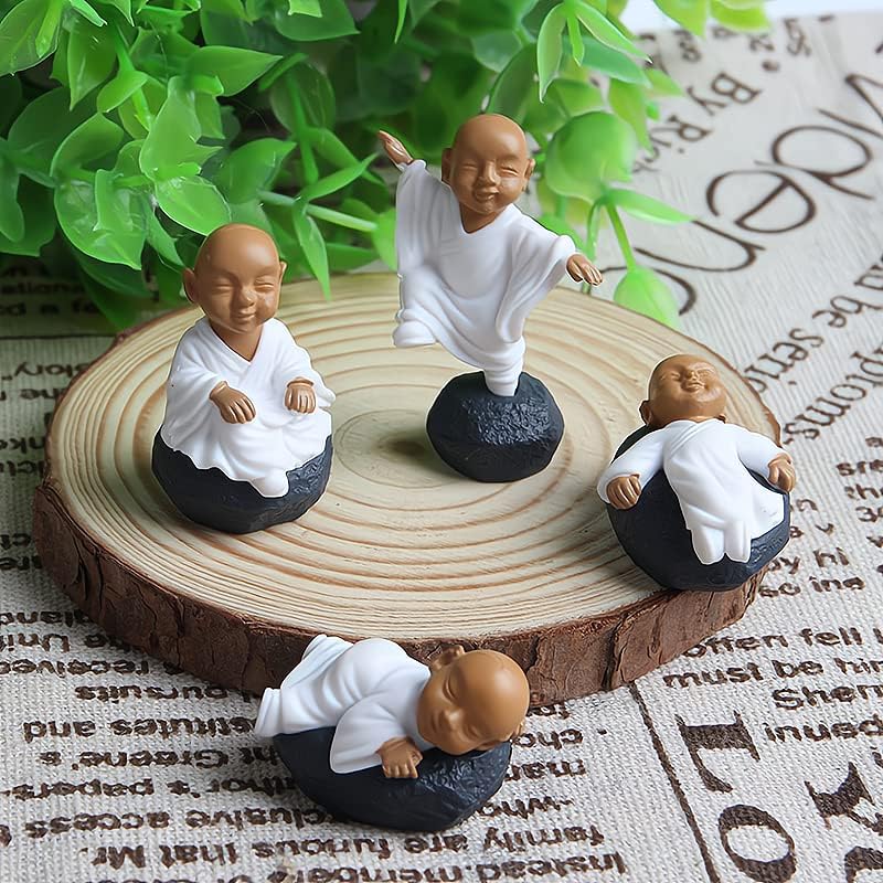 Miniatura 4 de Ximimark 12 piezas de monjes budistas chinos en miniatura, bonsái, muebles de jardín, de resina, manualidades, decoración de jardín de hadas, 12