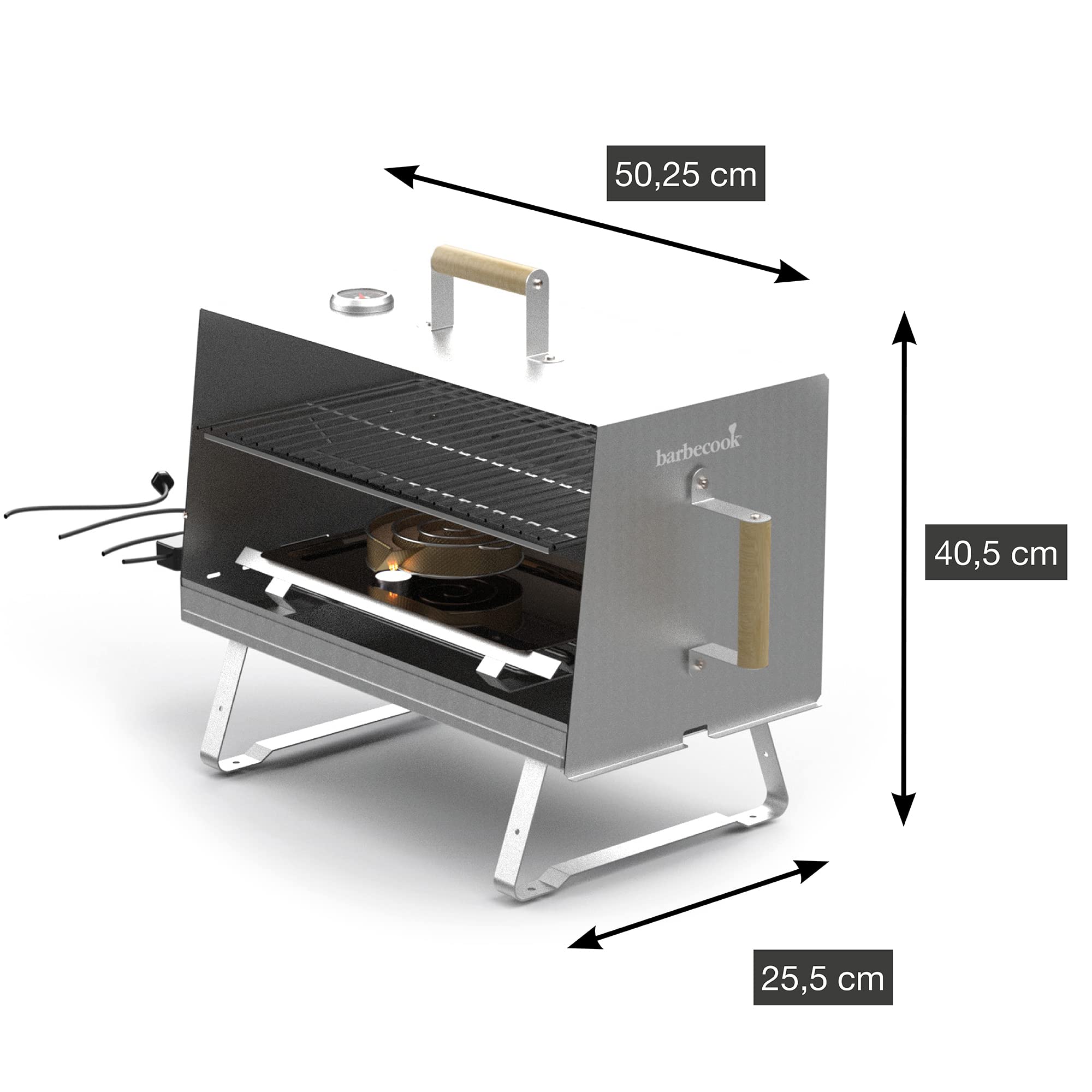 Barbecook fumoir électrique Otto en inox pour fumage à chaud, barbecue fumoir, 26x26x47cm