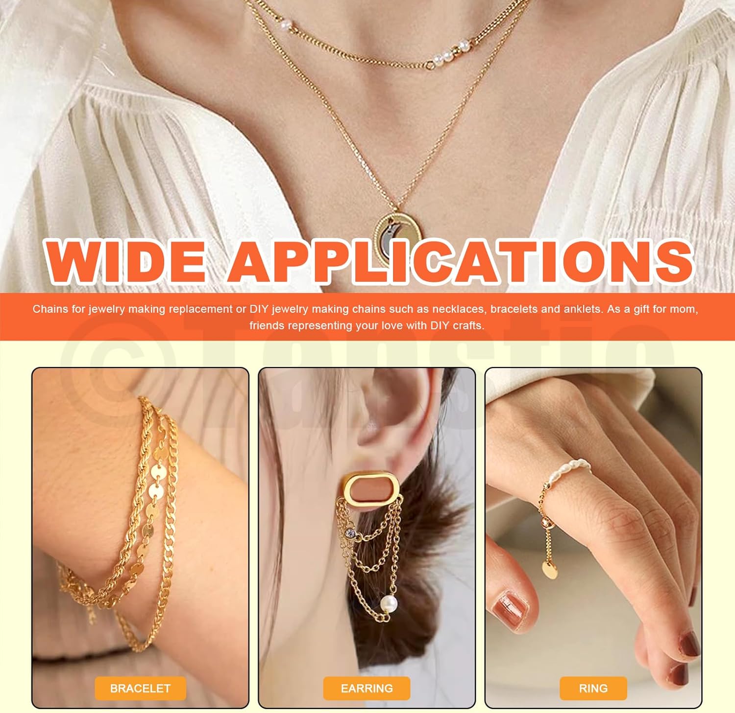 Tanstic 102Pcs 30 Feet Jewelry Making Chains Necklace Chains Bulk Cable Link Chain with 50Pcs Jump Rings, 50Pcs Lobster Clasps, Pliers for Bracelet Necklace Making(Black) - Image 7