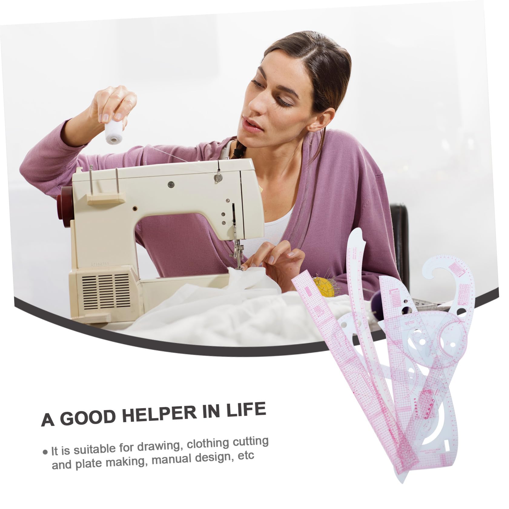 Regla de Costura Multifuncional 6 Piezas para Corte y Patchwork de Ropa, Regla Curva Flexible y Resistente para Pruebas y Confección, Herramienta de Precisión para DIY y Diseño