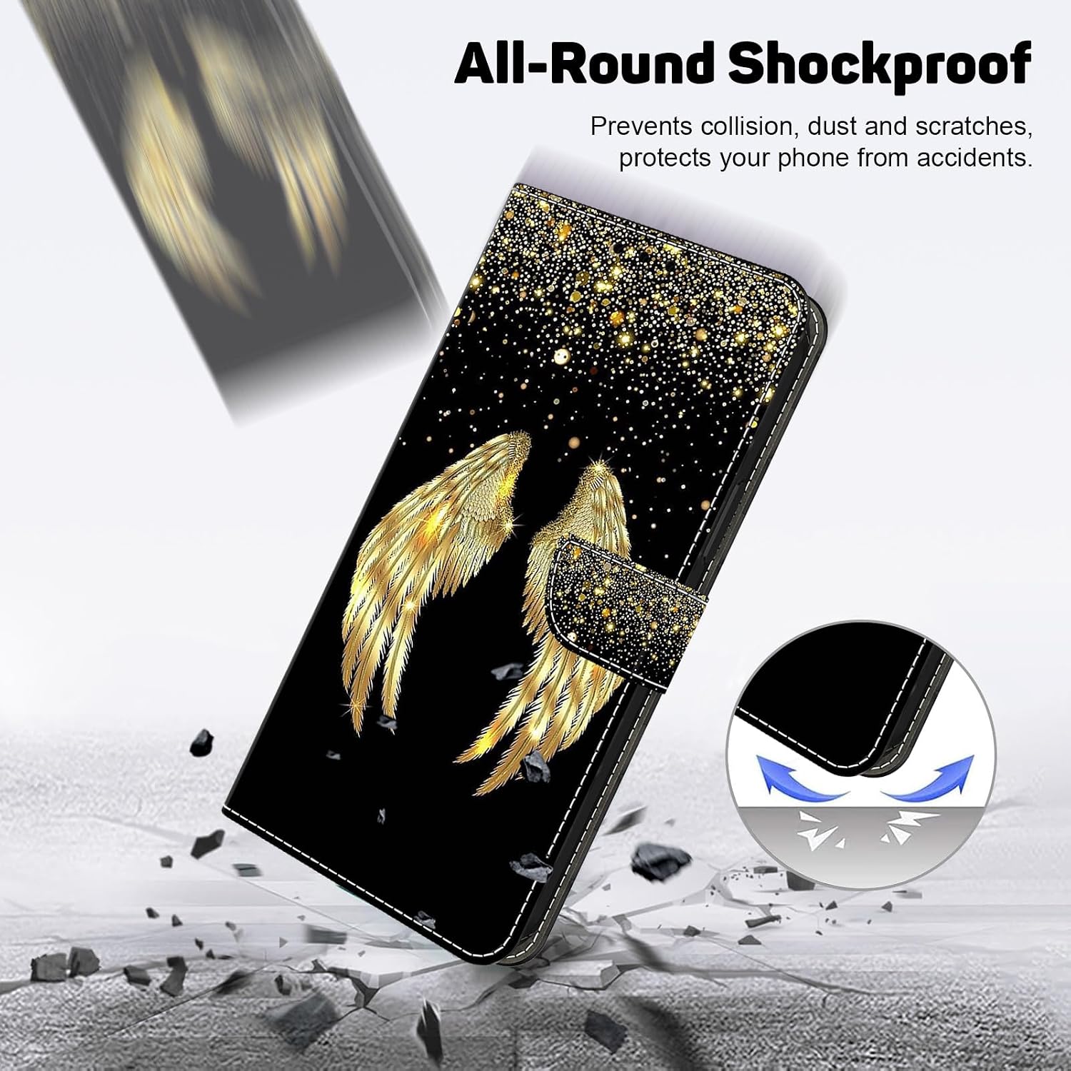ALILANG Case for Samsung Galaxy S23 FE 5G Wallet Case with Credit Card Holder, Flip Book PU Leather Magnetic Protective Cover for Samsung S23 FE Phone Cases -Wings