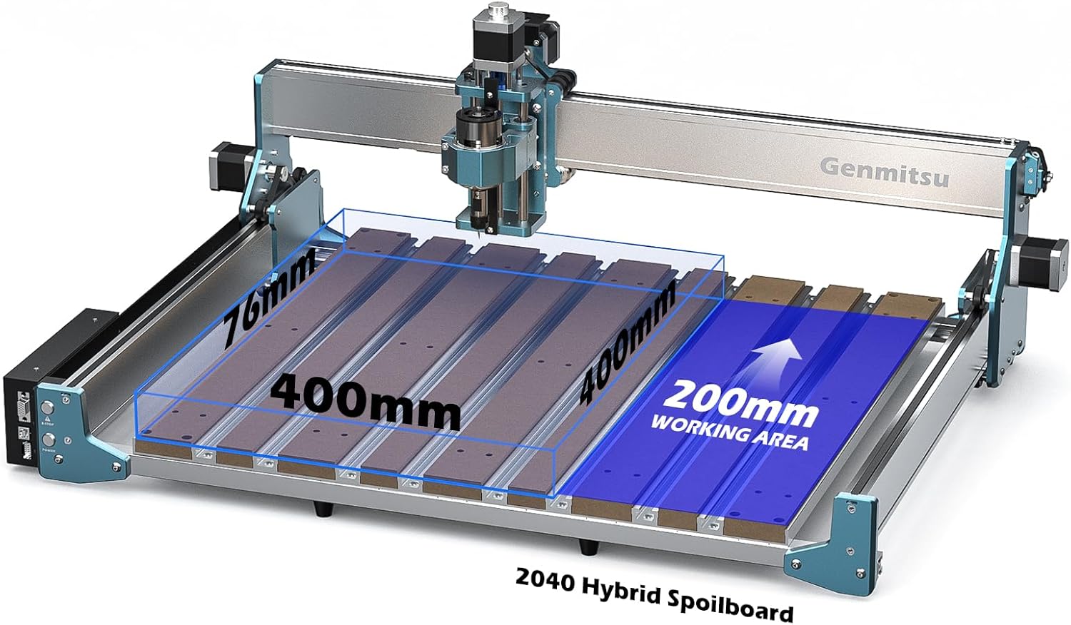 SainSmart Genmitsu 2040 Aluminum & MDF Hybrid Spoilboard Table for 4040 Reno CNC Router Milling Machine, Expand The Work Area to X-600 x Y-400mm (15.7’’ x 31.5’’)