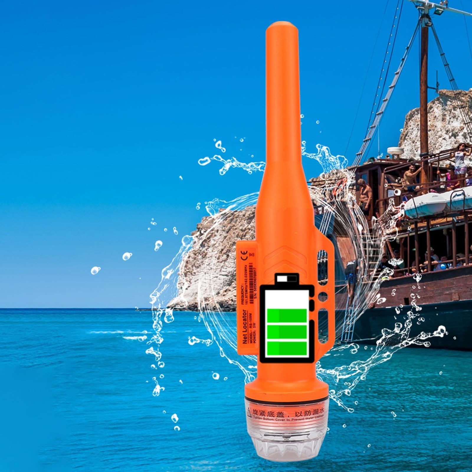 KiraKira - 109M per transponder marino AIS con antenna GPS, localizzatore di rete da pesca ad alta potenza, dati della batteria in tempo reale, standby di 15 giorni, per Orange (Regno Unito)