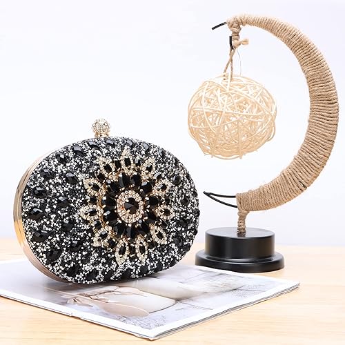 Miniatura 8 de Bolso de mano de noche con diamantes de imitación para mujer, bolsa de mano con diamantes brillantes y brillantes, bolsa de fiesta de boda de cristal