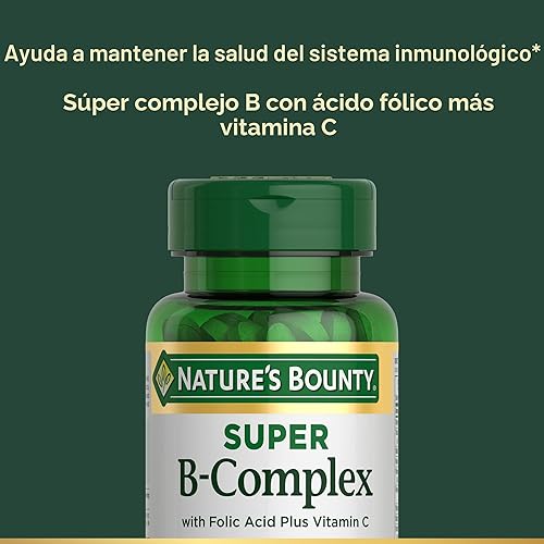 Miniatura 3 de Nature's Bounty Vitaminas del Complejo Súper B con Vitamina C y Ácido Fólico, Vitaminas para el Apoyo Inmune y la Energía Celular, 150 Tabletas