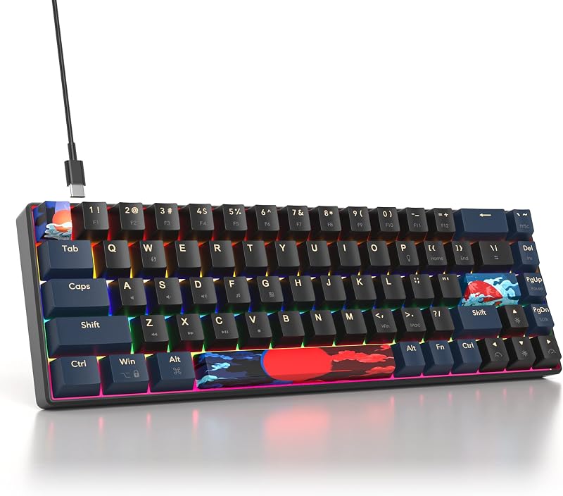 SOLIDEE 68 gombos mechanikus gaming billentyűzet piros kapcsolóval, LED háttérvilágítással