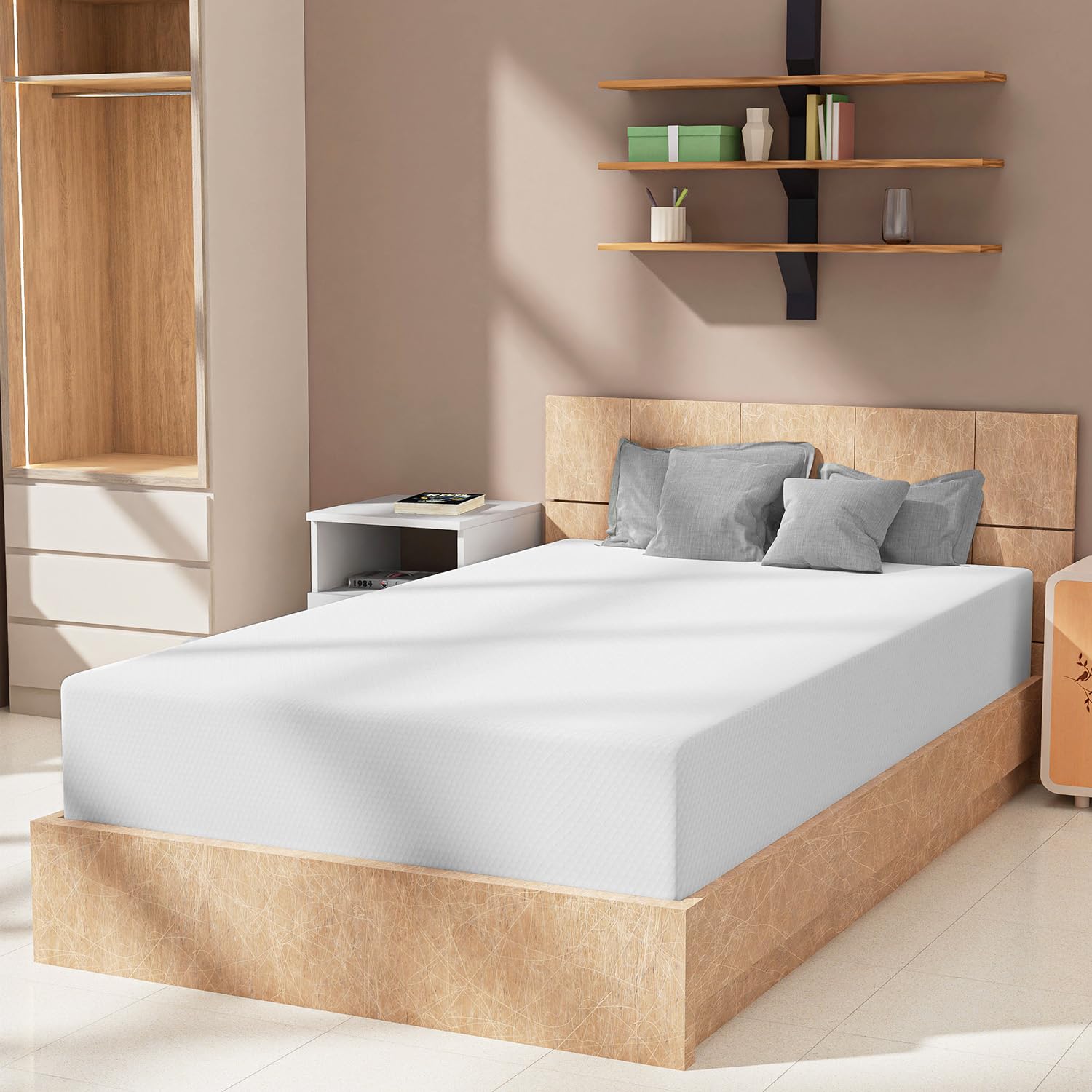 10 Inch Twin Mattress Memory Foam Mattress Gel Mattress Bed-in-a-Box CertiPUR-US Certified for Cooler Sleep Pressure Relief Breathable Comfortable Bed Mattress, 75”x38”x10”