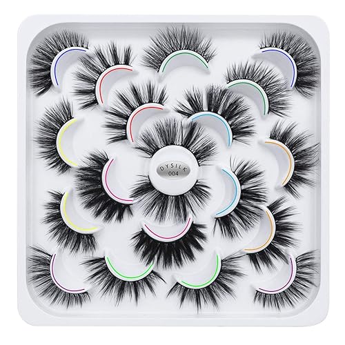 Miniatura 1 de DYSILK - 10 pares de pestañas de visón 6D, pestañas postizas dramáticas de volumen grueso pestañas postizas naturales suaves extensión maquillaje