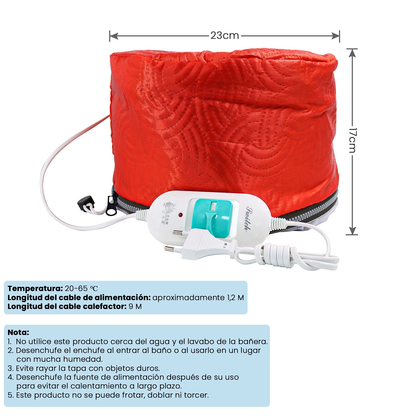 Casquette de soins capillaires,Traitement thermique pour les cheveux électriques,Soins des cheveux à la maison (rouge)