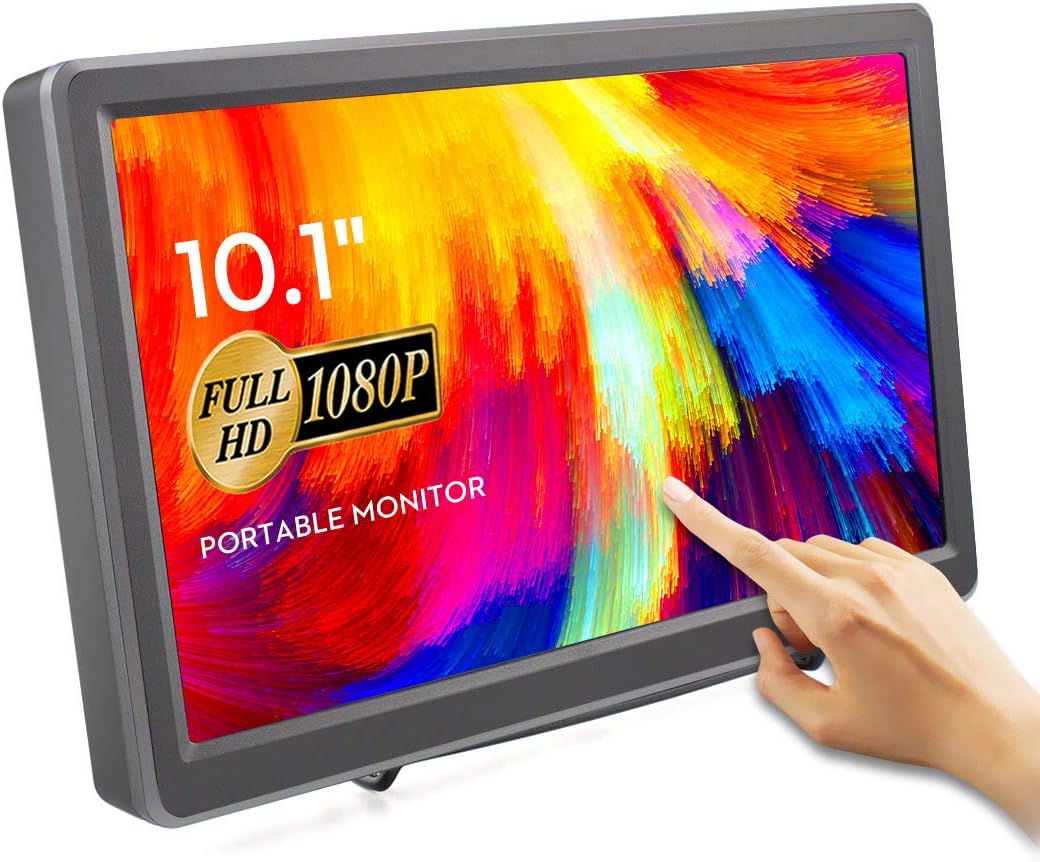 ELECROW Touch Screen Monitor, 10.1 Inch 1920X1080p HD&VGA Portable Touchscreen Monitor with Built-in Speakers Competible with Raspberry Pi, Game Consoles, Windows PC
