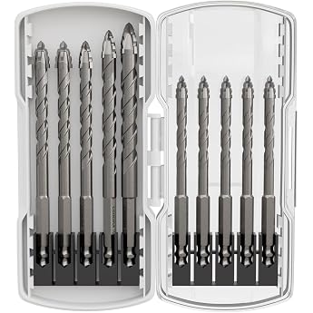 CSOOM Tile Drill Glass Drill Set 10 Piece Tile Drill Bit Set for Porcelain Ceramic Tiles Concrete Brick Wall Glass