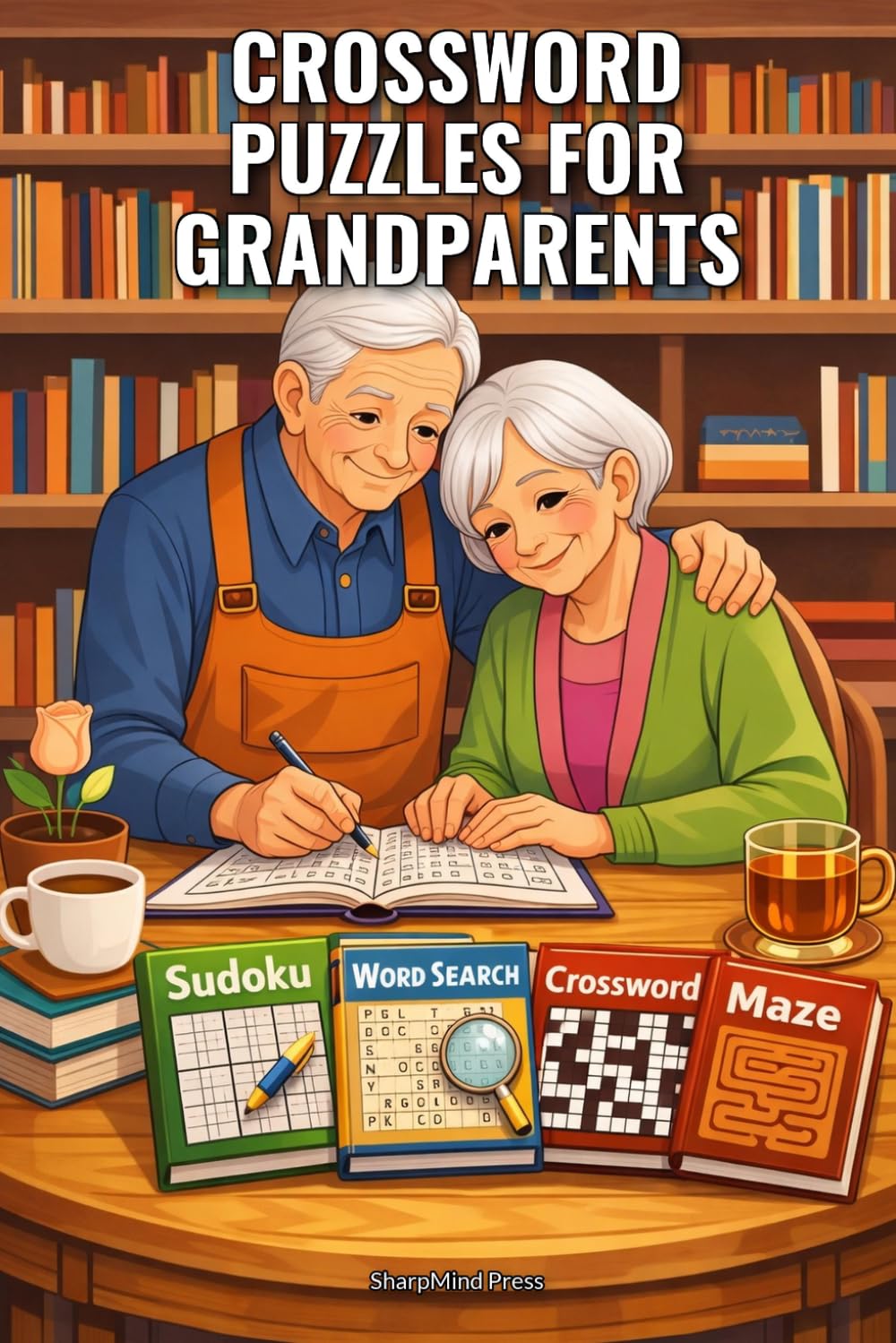 Crossword Puzzles for Grandparents: Challenge Your Mind and Keep Your Brain Sharp with 100 Puzzles and Full Solutions (SharpMind Press Grandparents Puzzle Collection)