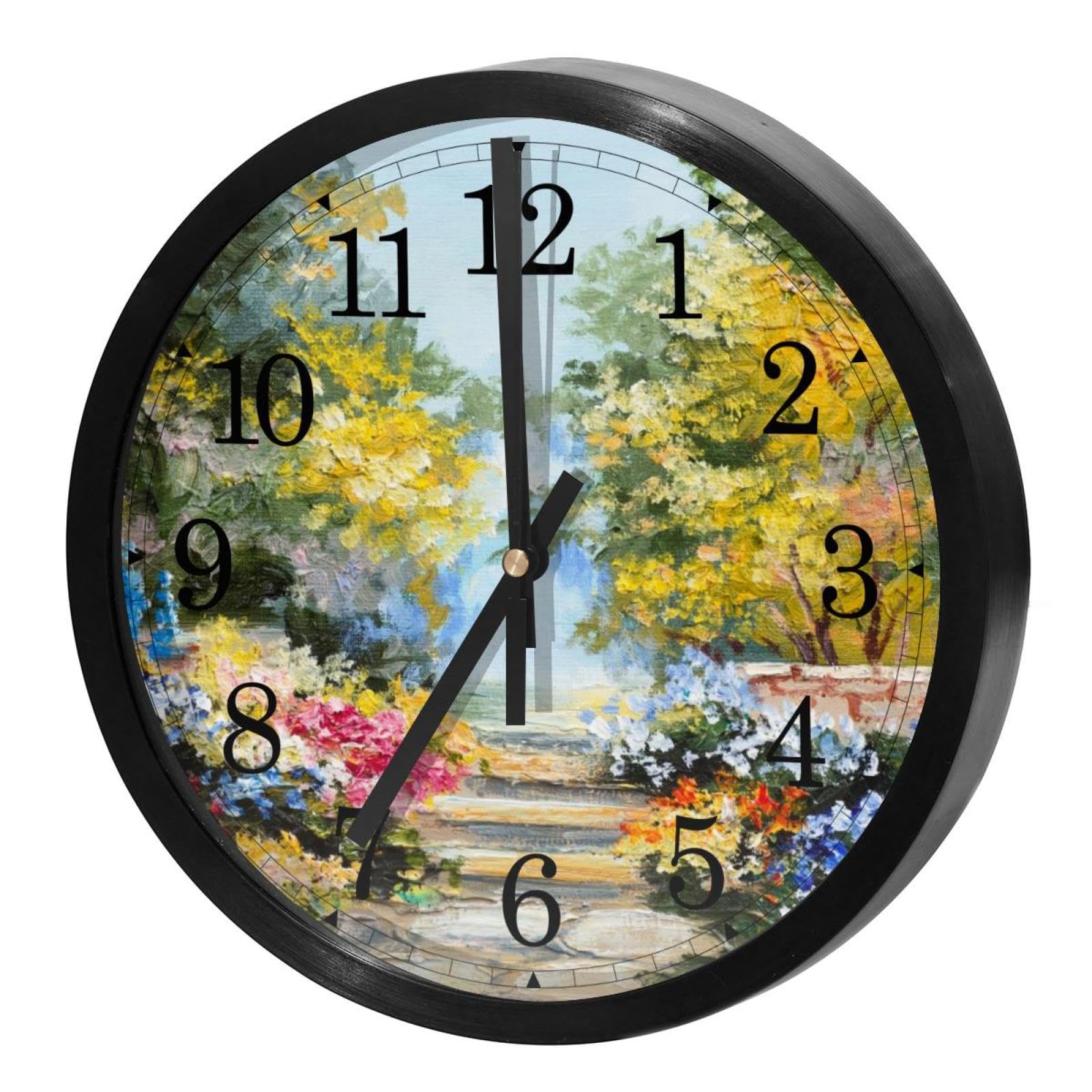 Horloge murale silencieuse pour cuisine et chambre enfant peinture arbre aquarelle