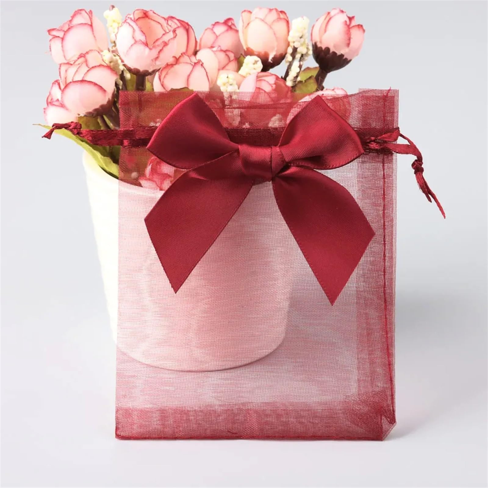Geschenkbeutel 10/20/50 Stück Organza-Geschenkbeutel mit Schleife, Weihnachtsfeier, Hochzeit, Süßigkeitenbeutel, exquisite Schmuckverpackung, Kordelzugbeutel(9 black,50PCS_10X15CM)