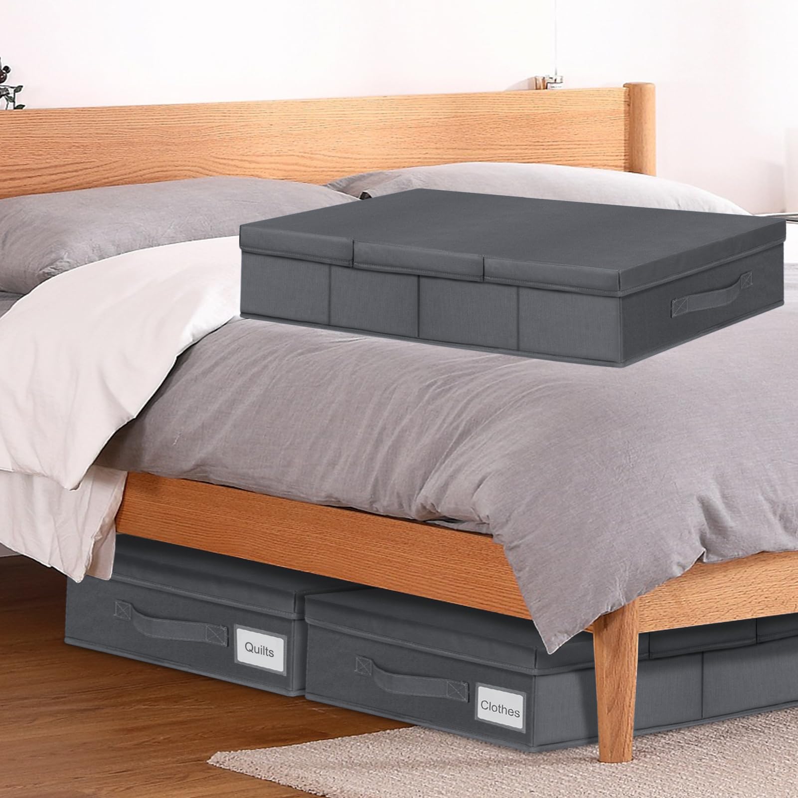 Amazon|ベッド下ストレージコンテナ 蓋付き 2個セット 目立たない Amazon|ベッド下ストレージコンテナ 蓋付き 2個セット 目立たない