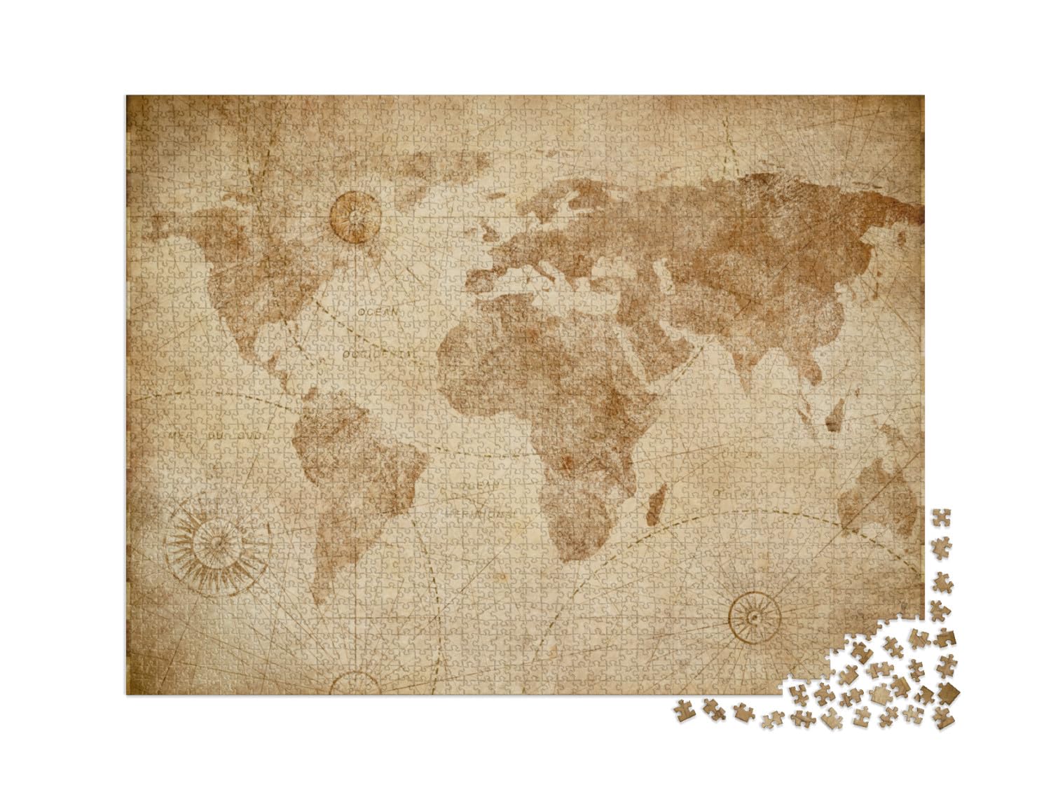 puzzleYOU : Puzzle de 2000 pièces « Ancienne Illustration Vintage de la Carte du Monde »