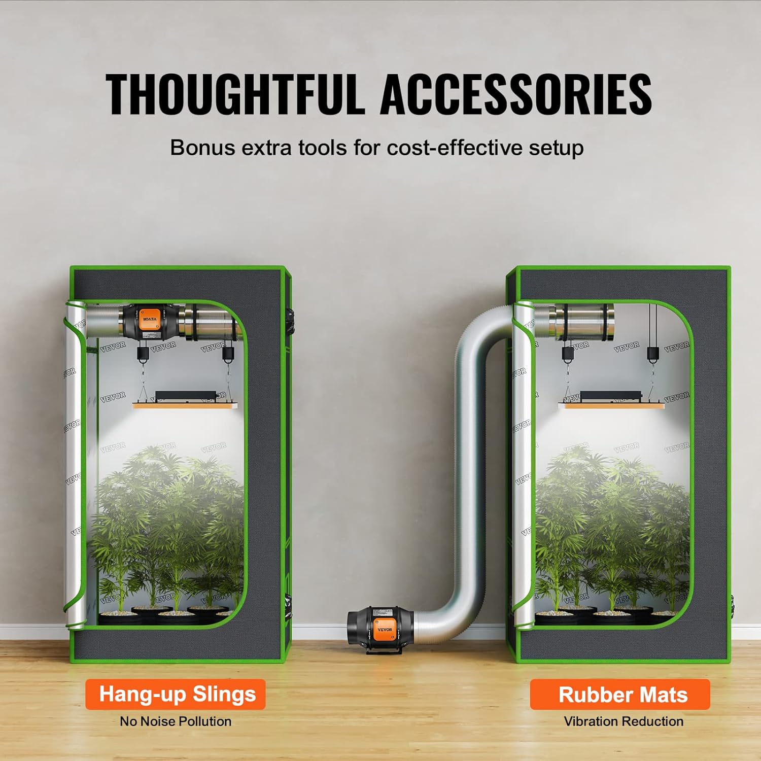Included accessories: hang-up slings and rubber mats