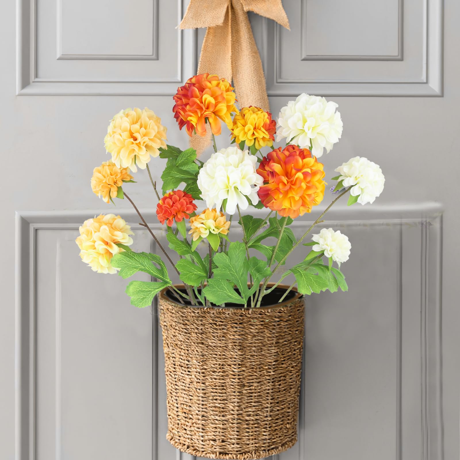 Artificial Marigold Flowers - Orange Chrysanthemum Ball Arrangements For Fall Decor