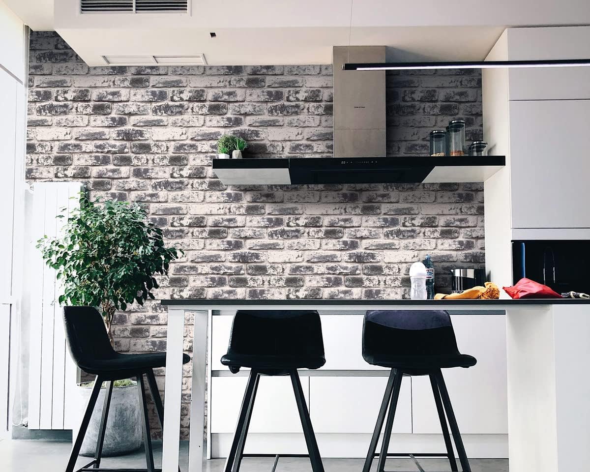 Cohoo Home Grey Brick Wallpaper Peel and Stick Contact Paper for Walls Self-Adhesive Removable Wallpaper Faux 3D Brick Contact Paper Bedroom Bathroom Waterproof Backsplash Fireplace17.7inW 78.7inL