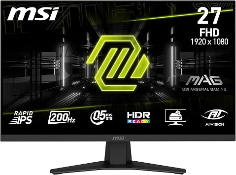 MSI MAG 274F 27-Inch FHD 1920x1080 Gaming Monitor - Rapid IPS, 200Hz, 0.5ms, HDR Ready, Eye Care, HDMI 2.0b, DP 1.2a, Frame-Less, Tilt-Adjustable, Vesa Mount, Black - Best Deal Finder