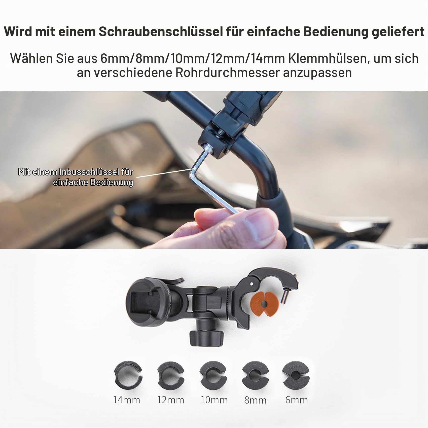 PGYTECH CapLock Rückspiegel Halterung, Motorrad Spiegel Actioncam Halter