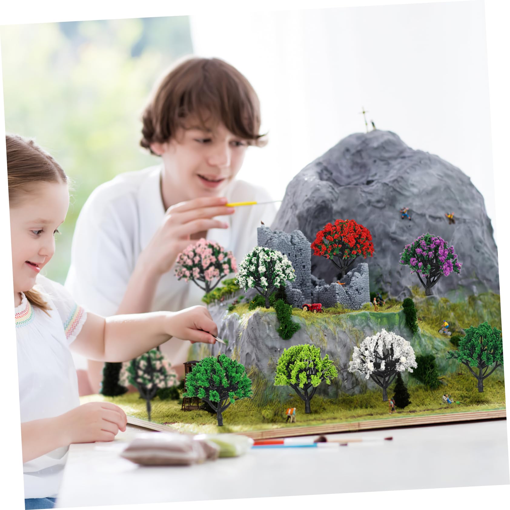 Operitacx 60 Piezas Micro Paisaje Ecologización De Árboles Pequeños Modelo De Árbol Artificial Accesorios De Tren Adorno De Árbol Mini Árboles Plantas Adorno Modelo Suministros De Diorama