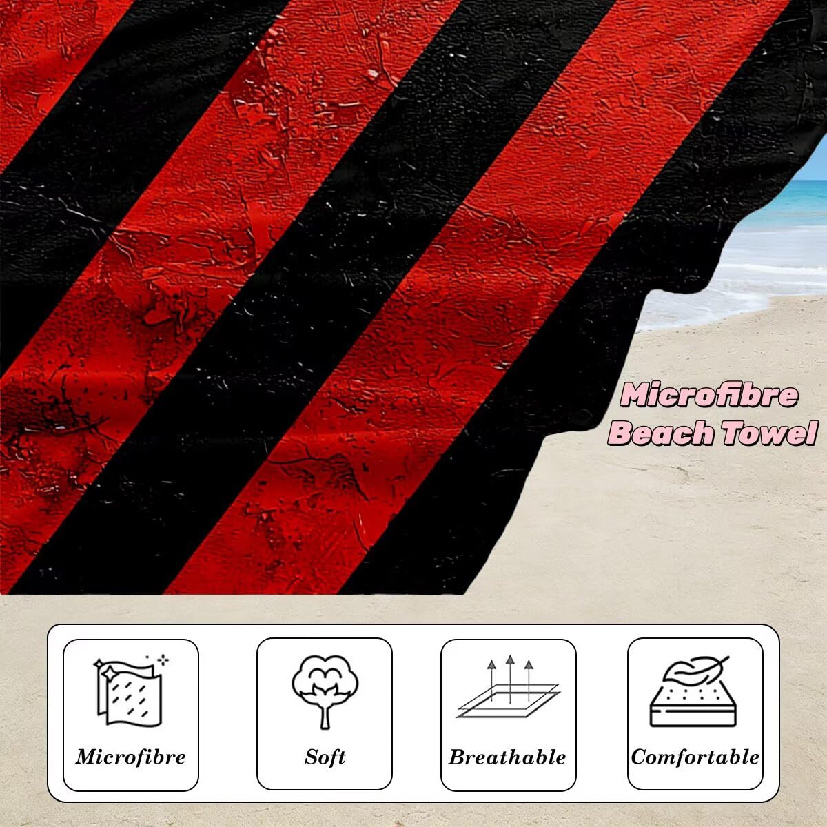 Juego de 2 Toalla Playa Grande 90x200 cm, Secado Rapido Toalla Microfibra Gimnasio, Antiarena Toallas de Playa A rayas, Grande Ligera Compacta Toallas Microfibra Mujer Hombre para Viaje Piscina -5094